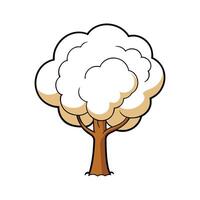 Cottonwood Tree Bold Outline Artistic Design. Cartoon Art Tree Illustration. vector