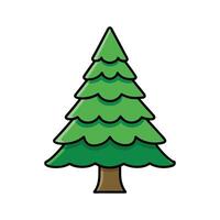 Elegant Cryptomeria Tree Design with Bold Outline. Cartoon Art Tree Illustration. vector