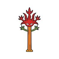 Artistic Outline of Devils Walking Stick Tree. Cartoon Art Tree Illustration. vector