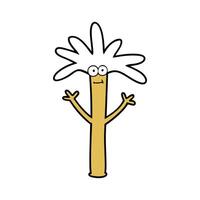 Elegant Devils Walking Stick Tree Design Outline. Cartoon Art Tree Illustration. vector