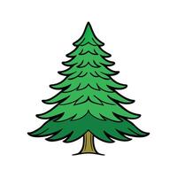 Elegant Eastern Hemlock Tree Design Outline. Cartoon Art Tree Illustration. vector