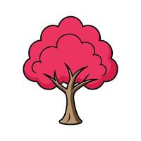 Artistic Outline of Eastern Redbud Tree. Cartoon Art Tree Illustration. vector