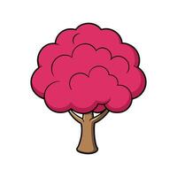 Eastern Redbud Tree Bold Outline Design. Cartoon Art Tree Illustration. vector