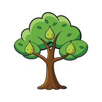 Elegant Fig Tree Design Outline. Cartoon Art Tree Illustration. vector