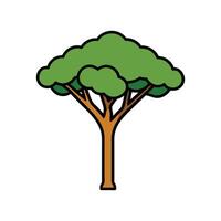 False Acacia Tree Bold Outline Unique Design. Cartoon Art Tree Illustration. vector