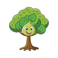Stylish Outline of Fig Tree. Cartoon Art Tree Illustration. vector
