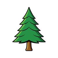 Fir Tree Bold Outline . Cartoon Art Tree Illustration. vector