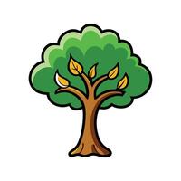 Elegant Fig Tree Design with Bold Outline. Cartoon Art Tree Illustration. vector