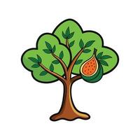 Bold Outline Artistic Design of Fig Tree. Cartoon Art Tree Illustration. vector