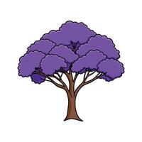 Jacaranda Tree Bold Outline Unique Design. Cartoon Art Tree Illustration. vector
