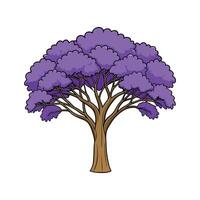 Artistic Outline of Jacaranda Tree. Cartoon Art Tree Illustration. vector