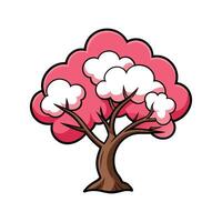Japanese Cherry Tree Bold Outline Unique Design. Cartoon Art Tree Illustration. vector