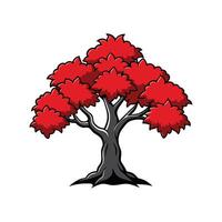 Artistic Outline of Japanese Maple Tree. Cartoon Art Tree Illustration. vector