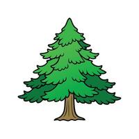 Elegant Juniper Tree Design with Bold Outline. Cartoon Art Tree Illustration. vector