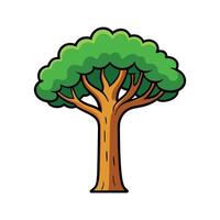 Kapok Tree Bold Outline Unique Design. Cartoon Art Tree Illustration. vector