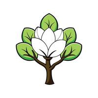 Magnolia Tree Bold Outline Art. Cartoon Art Tree Illustration. vector