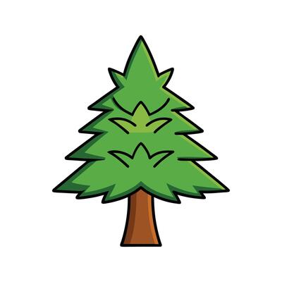 Creative Design of Monkey Puzzle Tree Outline. Cartoon Art Tree Illustration.