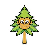 Stylized Outline of Monkey Puzzle Tree. Cartoon Art Tree Illustration. vector