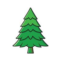 Stylized Outline of Norway Spruce Tree. Cartoon Art Tree Illustration. vector