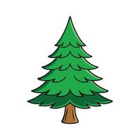 Norway Spruce Tree Bold Outline Design. Cartoon Art Tree Illustration. vector