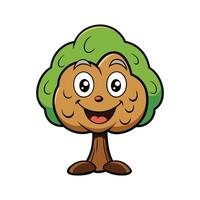 Nutmeg Tree Bold Outline Art. Cartoon Art Tree Illustration. vector