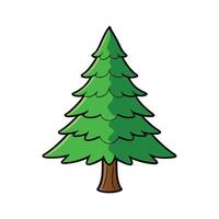 Parana Pine Tree Bold Outline Design. Cartoon Art Tree Illustration. vector