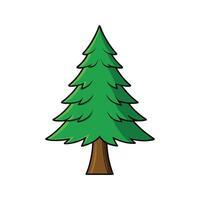 Stylized Outline of Parana Pine Tree. Cartoon Art Tree Illustration. vector