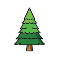 Unique Outline of Pencil Cedar Tree. Cartoon Art Tree Illustration. vector