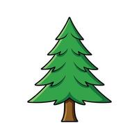 Pine Tree Bold Outline Creative Design. Cartoon Art Tree Illustration. vector