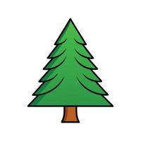 Unique Outline of Pine Tree Art. Cartoon Art Tree Illustration. vector