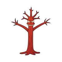 Creative Design of Devils Walking Stick Tree. Cartoon Art Tree Illustration. vector