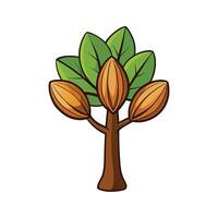 Creative Design of Dwarf Almond Tree. Cartoon Art Tree Illustration. vector