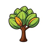 Stylized Outline of Dwarf Almond Tree. Cartoon Art Tree Illustration. vector
