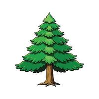 Himalayan Yew Tree Bold Outline Art. Cartoon Art Tree Illustration. vector