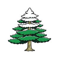 Japanese White Pine Tree Bold Outline Art. Cartoon Art Tree Illustration. vector