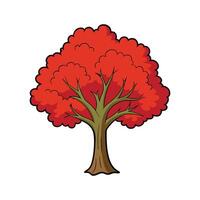 Stylized Outline of Northern Red Oak Tree. Cartoon Art Tree Illustration. vector
