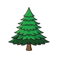 Pine Tree Bold Outline Art. Cartoon Art Tree Illustration. vector