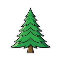 Unique Outline of Pine Tree. Cartoon Art Tree Illustration. vector