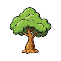 Wild Tamarind Tree Artistic Design. Cartoon Art Tree Illustration. vector