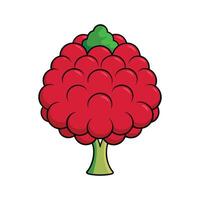 Stylized Red Mulberry Tree Design. Cartoon Art Tree Illustration. vector