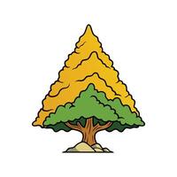 Rocky Mountain Juniper Tree Design. Cartoon Art Tree Illustration. vector