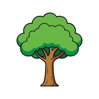 Vivid Teak Tree Design. Cartoon Art Tree Illustration. vector