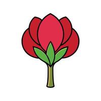 Vivid Tulip Tree Design. Cartoon Art Tree Illustration. vector
