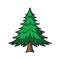 Western Hemlock Tree Artistic Design. Cartoon Art Tree Illustration vector
