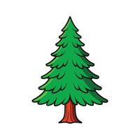 Charming Western Red Cedar Tree Illustration. Cartoon Art Tree Illustration. vector