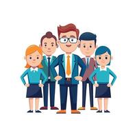 Leader Centered Amongst Confident Business Team vector