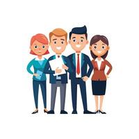 Corporate Team Collaborating Around Document Holder vector