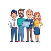 Engaged Team with Member Holding Document vector