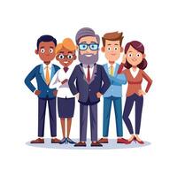 Diverse Team Standing with One Member Adjusting Brief vector