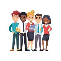 Standing Diverse Team Member Holding Briefcase vector
